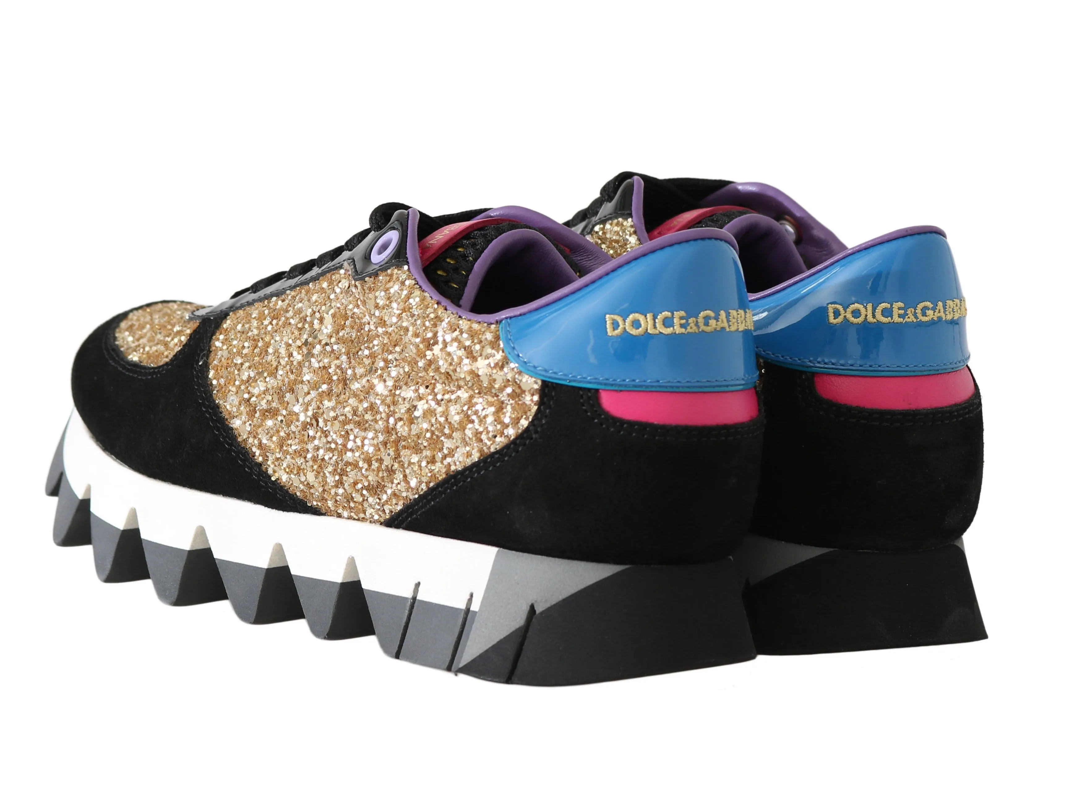 Black Gold Glitter Leather Sneakers