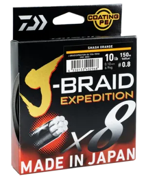 Daiwa J Braid Expedition X8 Braided Fishing Line Orange 500m