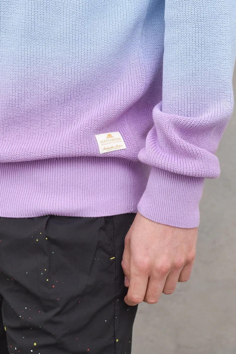 Dip-Dyed Crewneck Pull In Lightweight Rib Knit