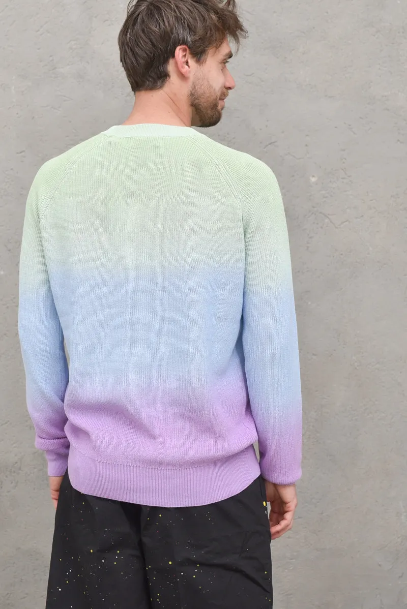 Dip-Dyed Crewneck Pull In Lightweight Rib Knit