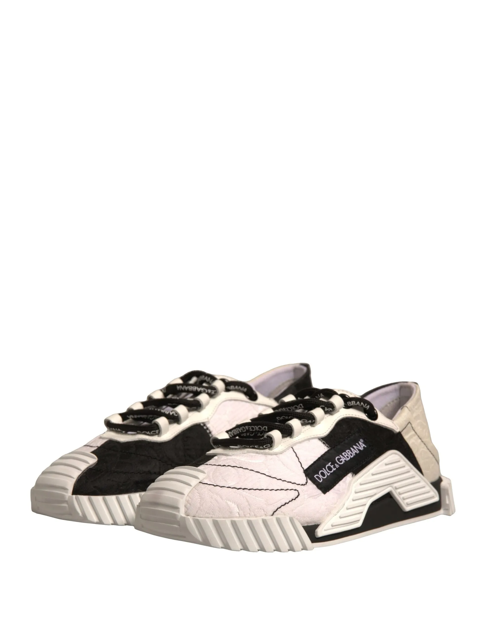 Dolce&Gabbana NS1 Women White Black Sneakers Leather Flat Trainer Shoes EUR 37.5