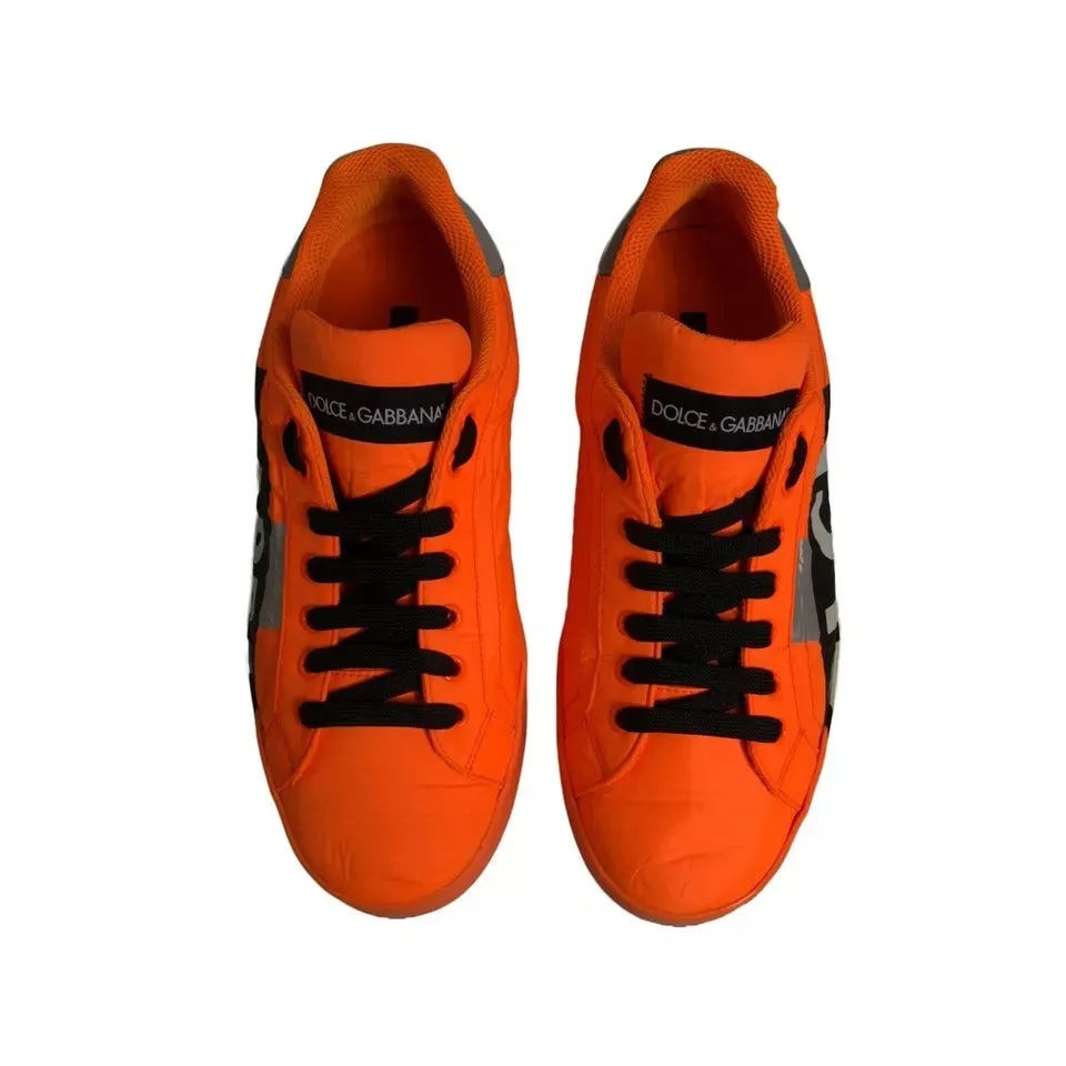 Dolce&Gabbana Portofino Men Orange Sneakers Polyester Solid Trainer Shoes EUR 42
