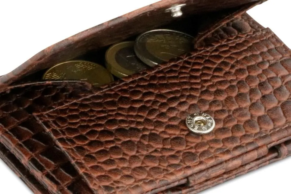 Garzini RFID Leather Magic Coin Wallet Croco