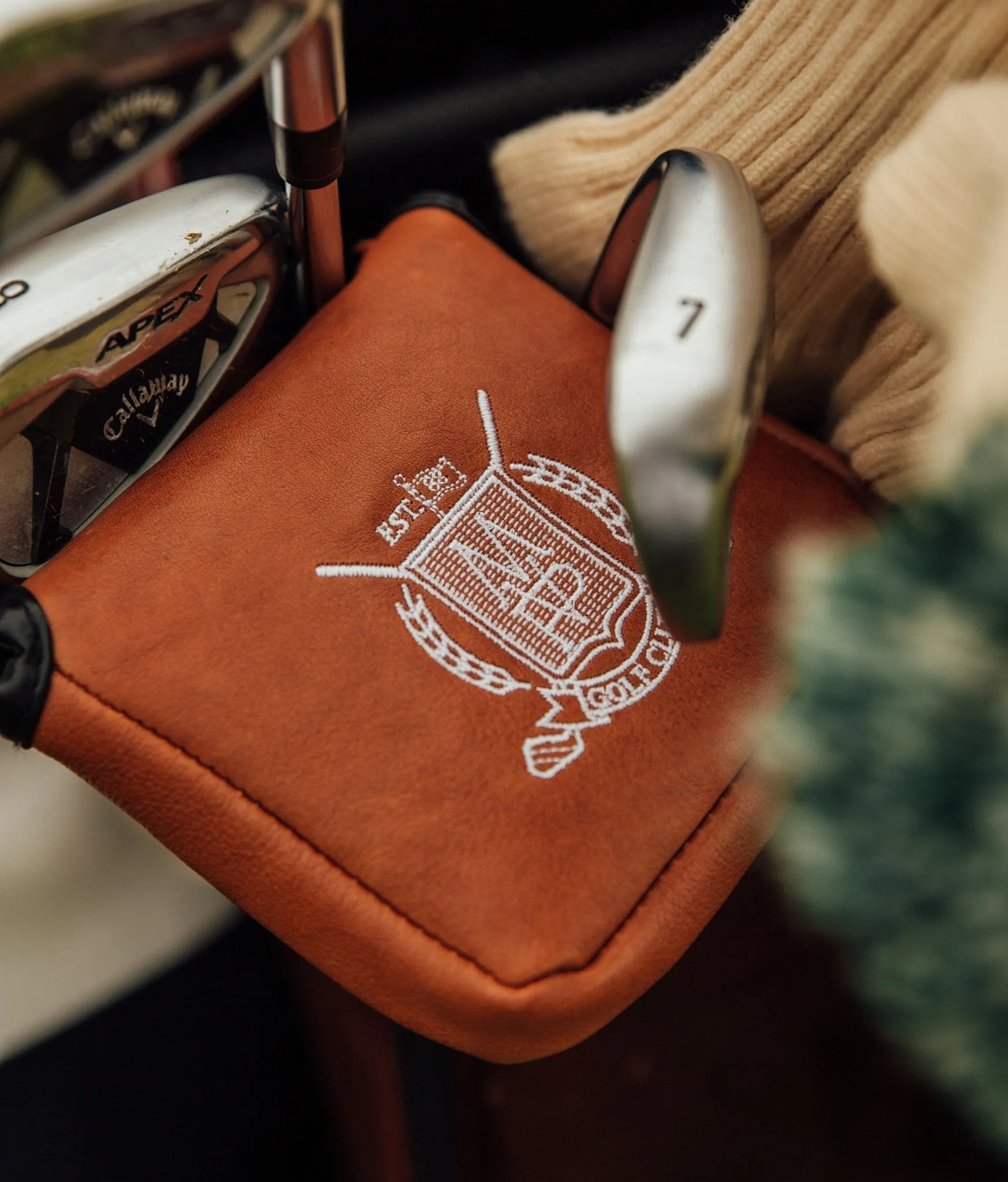 Leather Golf Putter Cover (Mallet) - Tan