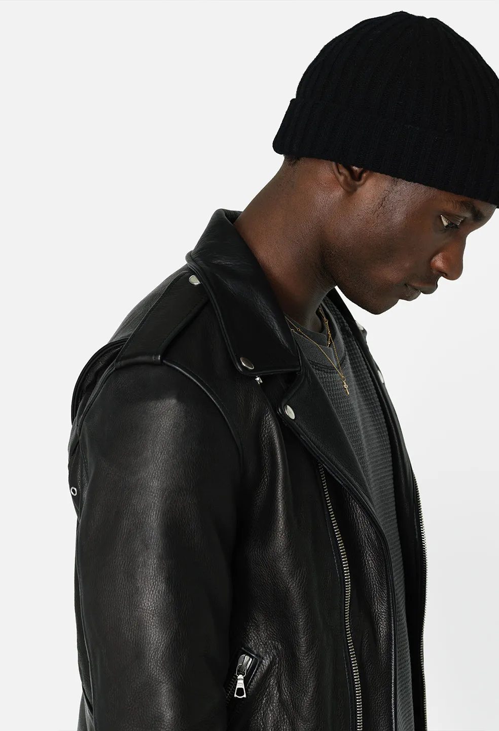Leather Moto Jacket / Black
