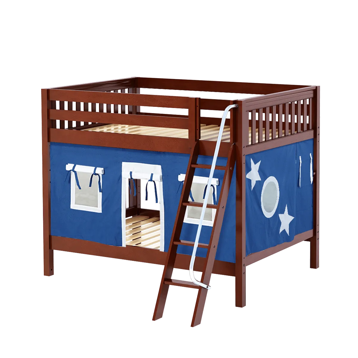Maxtrix Full Medium Bunk Bed with Angled Ladder   Curtain