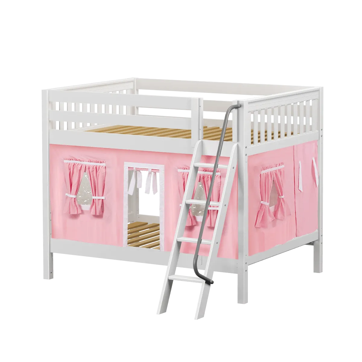 Maxtrix Full Medium Bunk Bed with Angled Ladder   Curtain