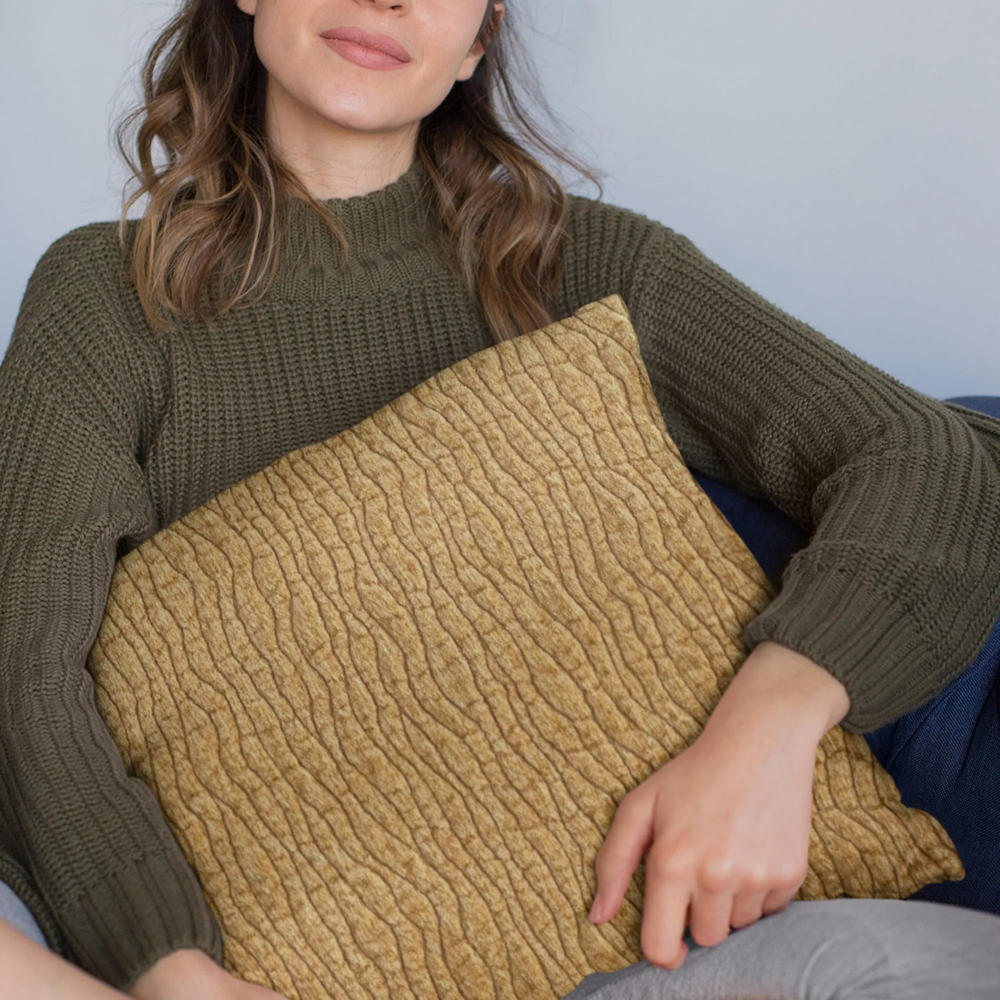 Plutus Yellow Desert Lines Luxury Throw Pillow