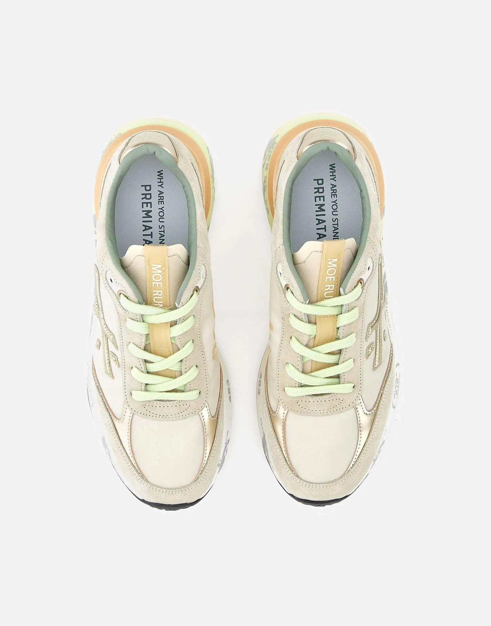 Premiata Moerund7466 Gold Green Sneakers