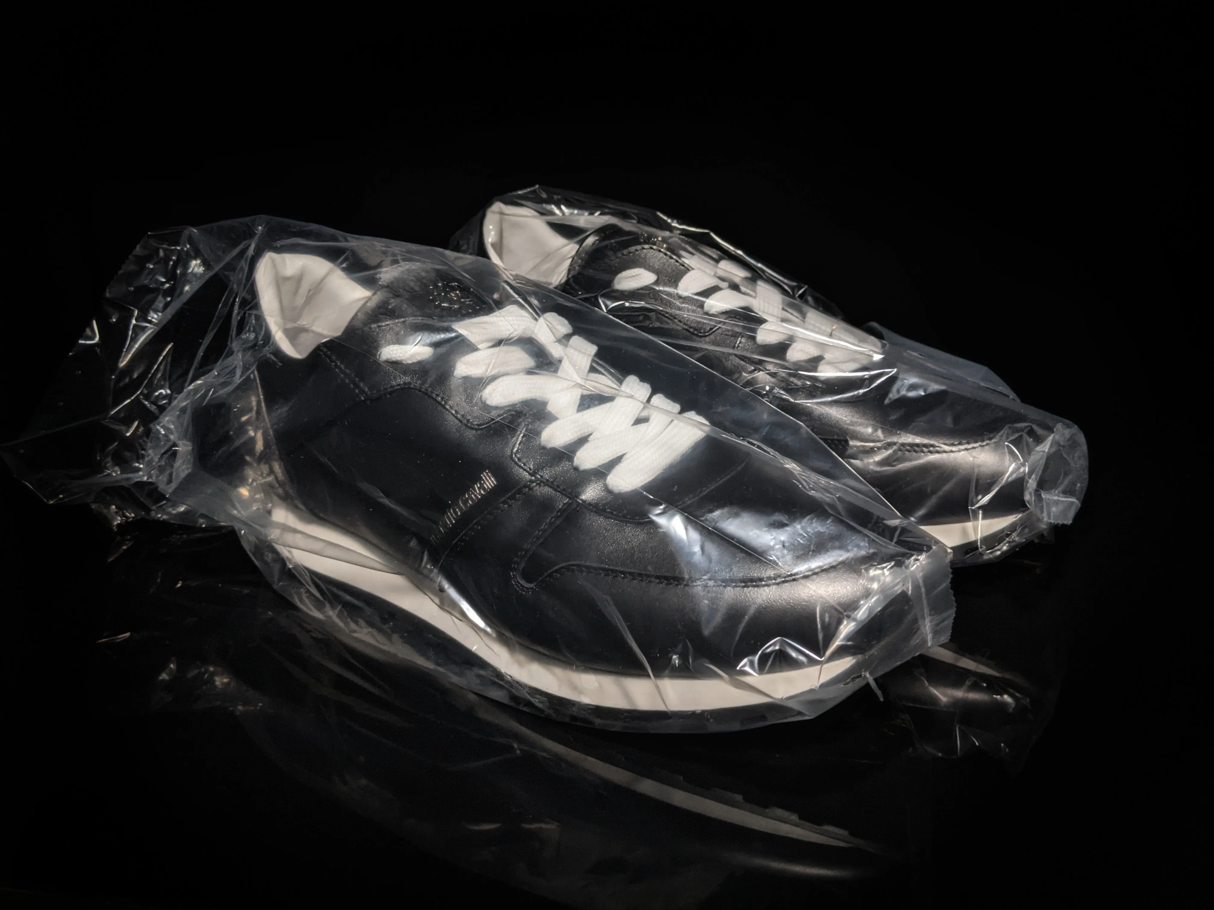 Roberto Cavalli  Snakeskin Embossed Leather Sneakers