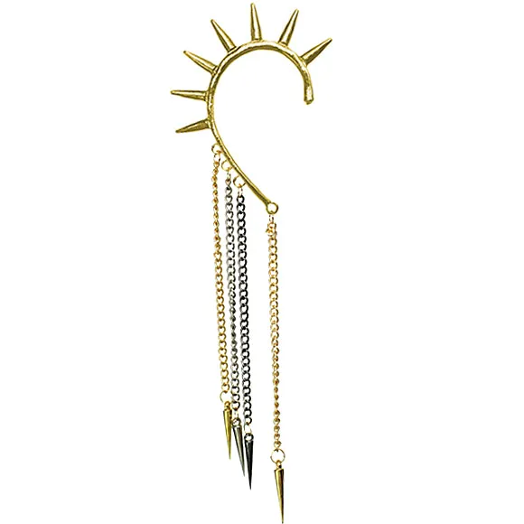 Tricolor One piece Retro Chain Spike Earring