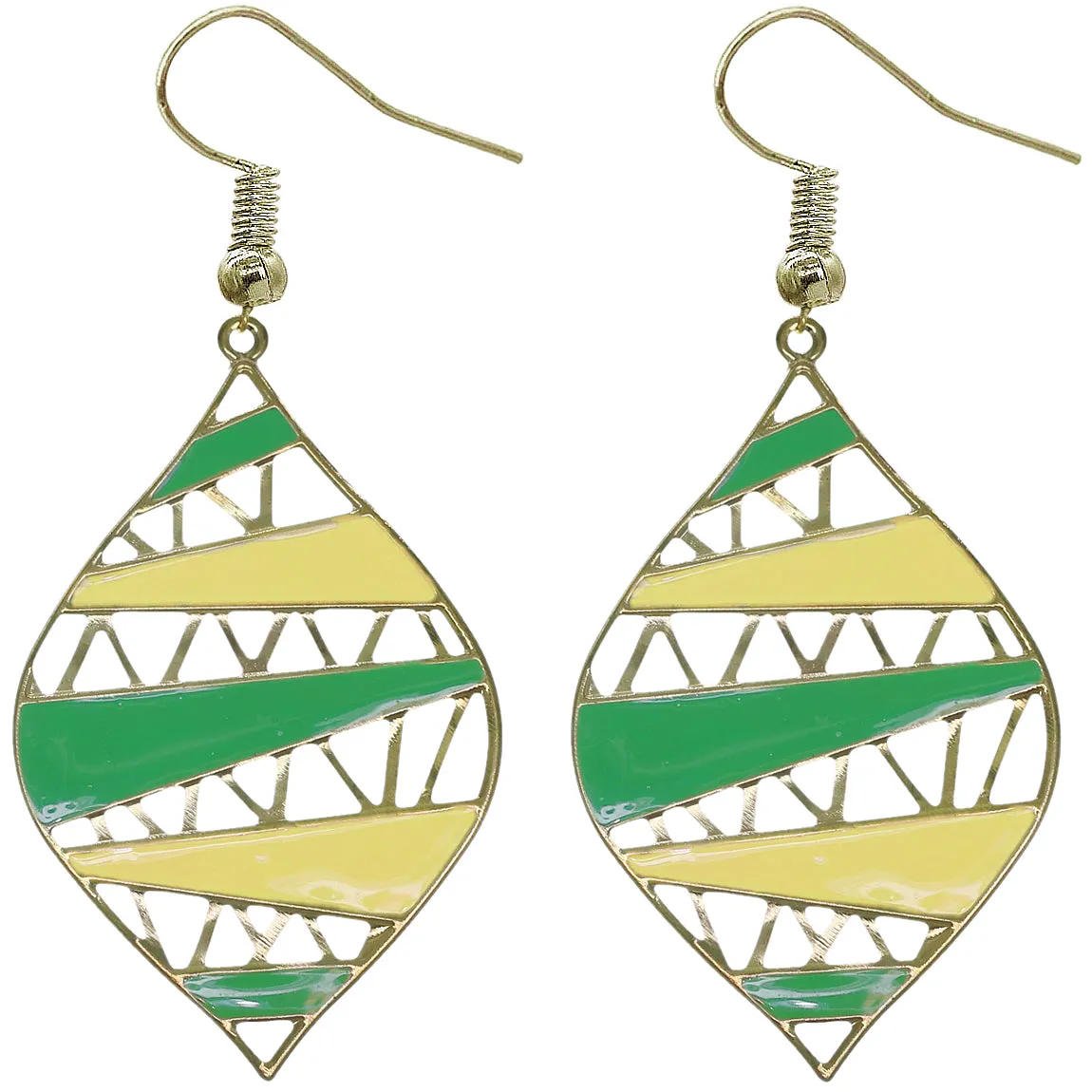 Yellow Green Two Tone Leaf Shaped Earrings